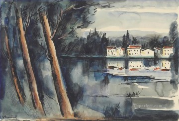 Landscapes Painting - Riverside Maurice de Vlaminck river landscape